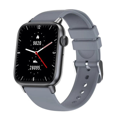 Daily Smart Watch for Everyday Health and Fitness Tracking - gray fitness smartwatch showing steps and heart rate on wrist-friendly display