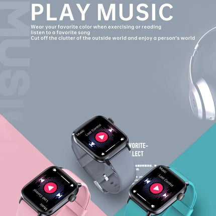 Daily Smart Watch for Everyday Health and Fitness Tracking showing three colorful watches playing music on wrist screens