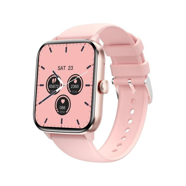 Smart Health Watch for Everyday Fitness and Wellness - pink smartwatch showing steps, heart rate, calories, and sleep tracking