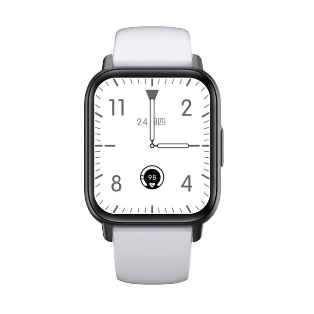 Daily Watch for Tracking Health and Fitness Activities - sleek white smartwatch showing analog-style face, heart rate and activity tracking display