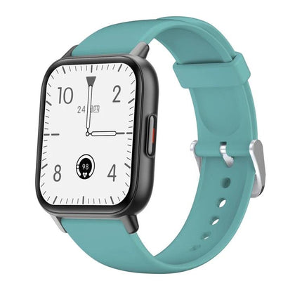 Daily Watch for Tracking Health and Fitness Activities - teal smartwatch showing time, heart rate, step tracking and silicone band for daily fitness monitoring