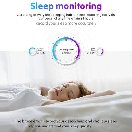 Daily Watch for Tracking Health and Fitness Activities sleep monitoring image showing sleep stages, heart-rate and sleep time on wrist device