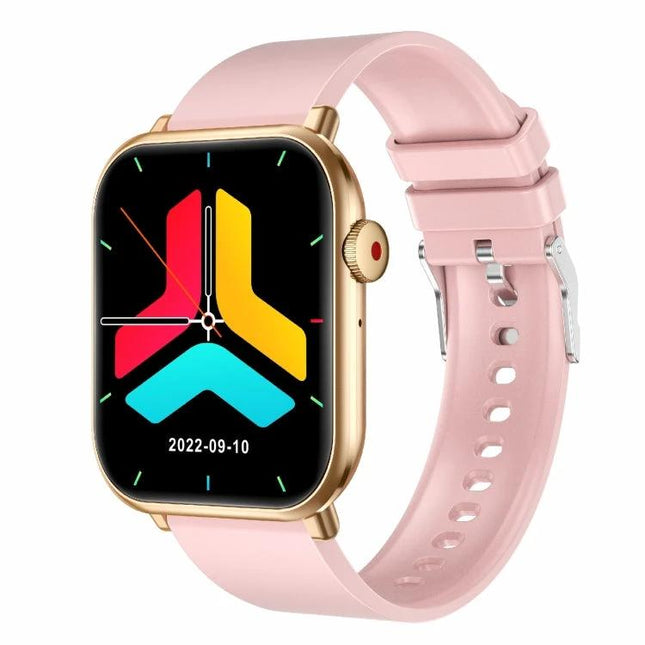 QX9 Watch for Daily Health and Activity Monitoring - pink smartwatch showing heart rate and activity tracking on display