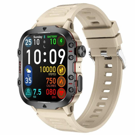 Smart Watch for Everyday Health and Fitness Monitoring beige sports smartwatch showing time, steps, heart rate and sleep tracking