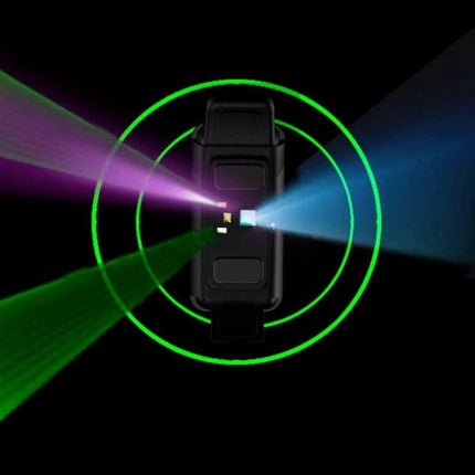 Spovan Bracelet Supports Daily Health Tracking Needs showing wearable device sensors emitting multicolor health monitoring signals