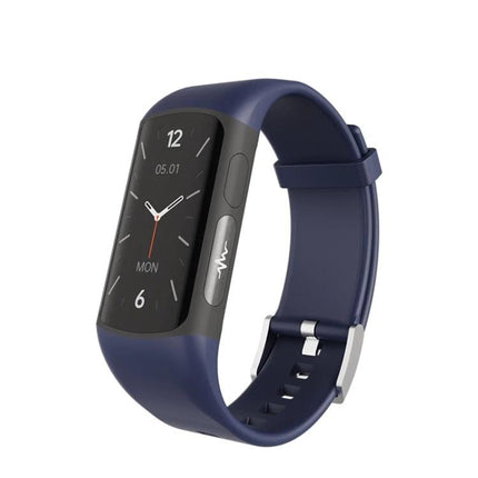 SPOVAN Bracelet for Daily Health and Activity Tracking - navy fitness band showing heart rate, step and sleep monitoring features