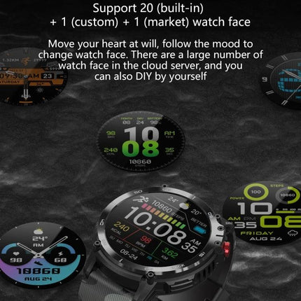 Essential Smart Watch for Everyday Health and Activity Tracking - rugged watch face display showing steps, heart rate, sleep and customizable watch faces
