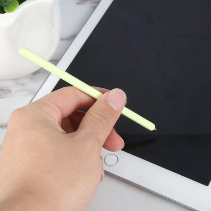 Capacitive Stylus Pen for Smooth Writing and Drawing on Touch Devices - slim neon yellow stylus held over tablet for note-taking and sketching