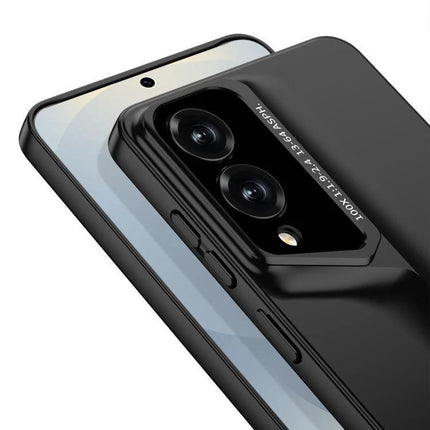 Alt Tag: Samsung Galaxy Phone Case For Everyday Protection in slim black showing raised camera bezel and precise button cutouts