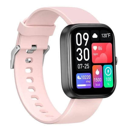 Fitness Smart Watch for Daily Health Monitoring and Activity Tracking - pink smartwatch showing time, heart rate, steps, calories and call notifications