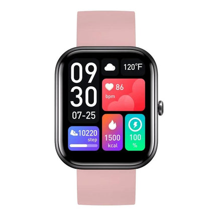 Fitness Smart Watch for Daily Health Monitoring and Activity Tracking - pink band showing step count, heart rate, calories and call notification