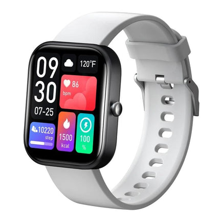 Fitness Smart Watch for Daily Health Monitoring and Activity Tracking showing heart rate, steps, calories, and call notification on white band watch