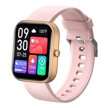 Fitness Smart Watch for Daily Health Monitoring and Activity Tracking - pink smartwatch showing heart rate, steps, calories and notifications