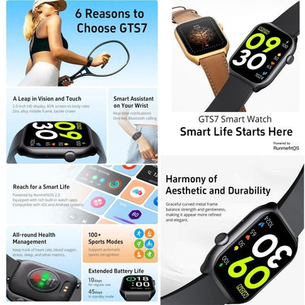 Track Your Daily Health and Activity with This Smart Watch - black GT57 smartwatch showing heart rate, steps, and activity tracking