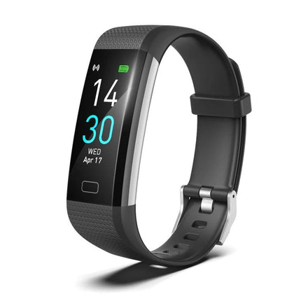 Track Everyday Activities with This Fitness Bracelet - black fitness tracker showing steps, heart rate and sync to phone