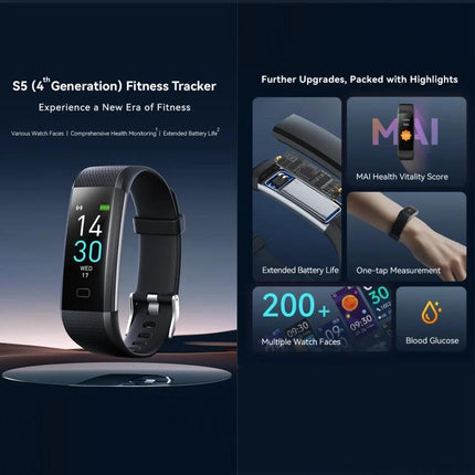 Track Everyday Activities with This Fitness Bracelet displaying step count, heart rate, long battery life, multiple watch faces and phone sync