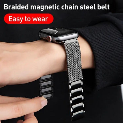 Stainless Steel Woven Magnetic Band For Apple Watch 38-44mm