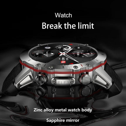ELF3 Smart Watch for Everyday Health and Activity Tracking - zinc alloy metal body, sapphire mirror, sporty black band