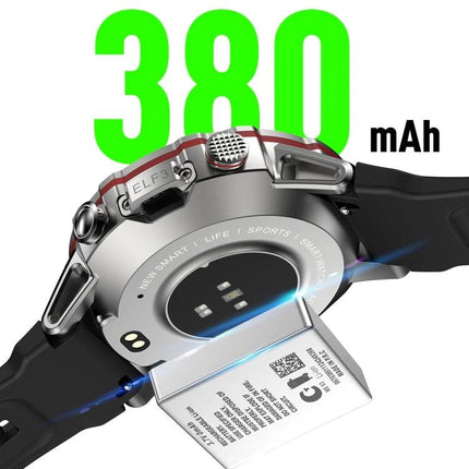 ELF3 Smart Watch for Everyday Health and Activity Tracking - rear view showing 380mAh removable battery and heart-rate sensor