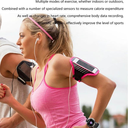 ELF3 Smart Watch for Everyday Health and Activity Tracking on woman runner monitoring heart rate and steps during outdoor jog
