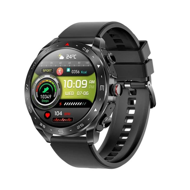 LEMFO Smart Watch for Daily Health Tracking and Connectivity showing heart rate, steps, calories and message alerts on round black smartwatch