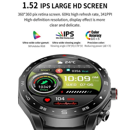 LEMFO Smart Watch for Daily Health Tracking and Connectivity - 1.52" IPS HD round display showing steps, heart rate, calories and notifications