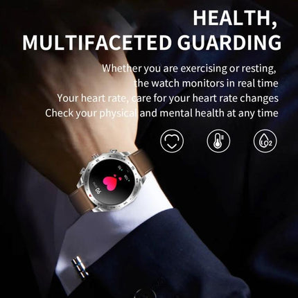 LEMFO Smart Watch for Daily Health Tracking and Connectivity - silver watch on wrist showing heart rate monitoring and health icons