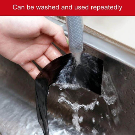 Universal Carbon Fiber Style Car Door Protection Strip Guard being washed under faucet to show reusable acrylic strip protecting car doors