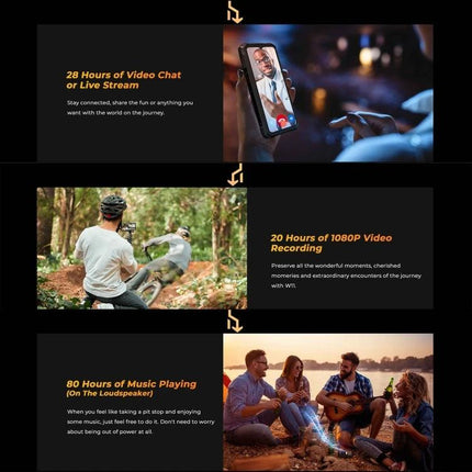 HOTWAV Rugged Phone for Daily Outdoor Activities shown with video chat, 1080P recording, and music playback features