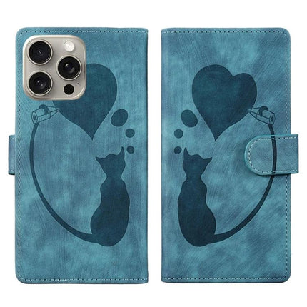 Embossed Leather Phone Case With Cat Design For Everyday Use teal wallet case with embossed cat, card slots and stand