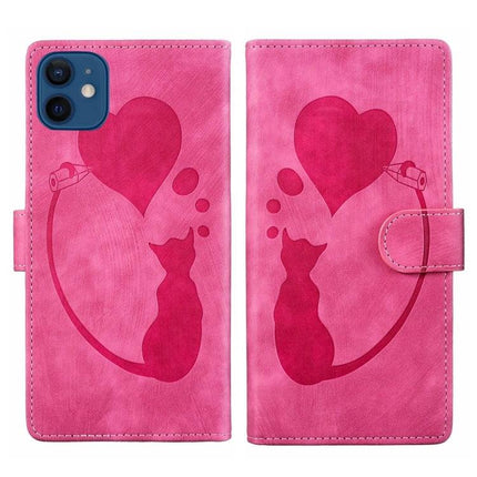 Embossed Leather Phone Case for iPhone Everyday Protection - pink embossed cat heart wallet case with card slots and stand