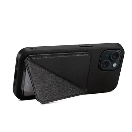 Slim Phone Case With Card Slot For Everyday Carry Easy Access To ID And Cards For Daily Errands - black PU leather slim card phone case with hidden dual slots