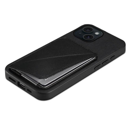 Slim Phone Case With Card Slot For Everyday Carry Easy Access To ID And Cards For Daily Errands - slim black PU leather phone case with hidden dual card slots