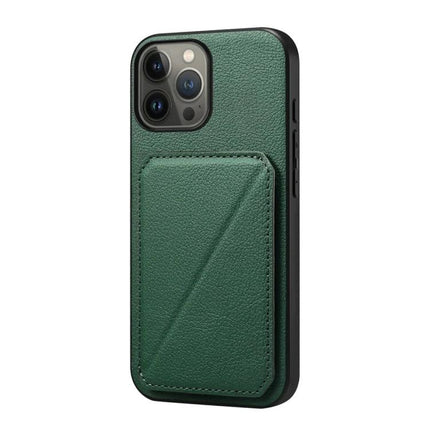 Slim Phone Case With Card Slot For Everyday Carry Easy Access To ID And Cards For Daily Errands – green PU leather slim card phone case with hidden dual slots