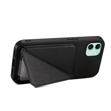 Compact Phone Case With Card Slots For Daily Essentials Slim Everyday Carry For Easy Card Access shown in black PU leather with hidden card pocket