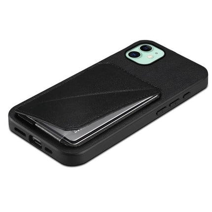 Compact Phone Case With Card Slots For Daily Essentials Slim Everyday Carry For Easy Card Access - black PU leather card pocket phone case