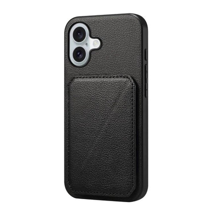 Protective Card-Slot Phone Case For Everyday Travel Essentials - black leather-look case with hidden dual card slots and kickstand