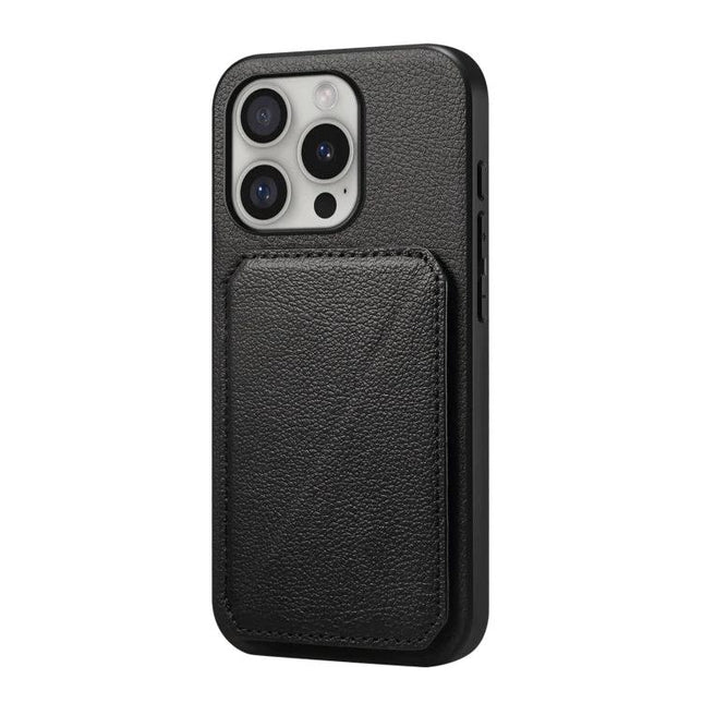 Protective Card-Slot Phone Case For Everyday Travel Essentials - black leather card-slot phone case with kickstand and hidden dual card pockets