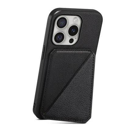 Protective Card-Slot Phone Case For Everyday Travel Essentials - black leather wallet case with hidden dual card slots and kickstand