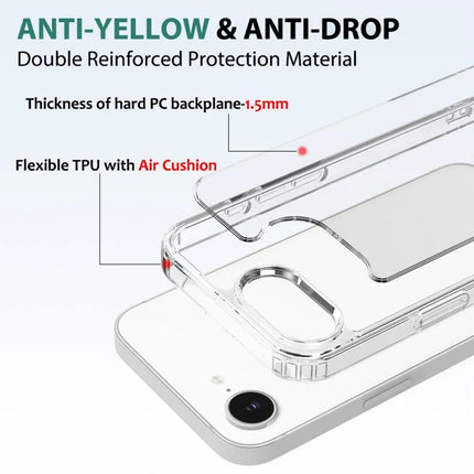 Reliable Phone Case for Daily Use clear TPU acrylic anti-yellow anti-drop slim protective phone case showing air cushion corners and precise cutouts