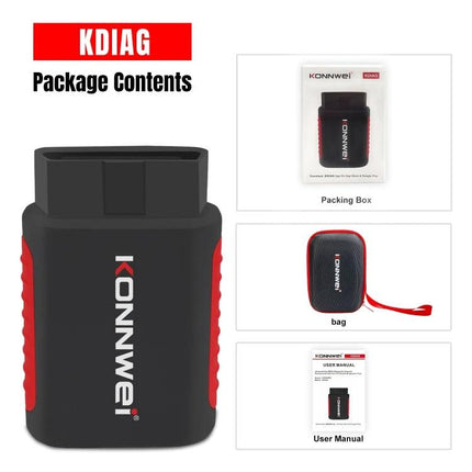 KONNWEI Scanner for Routine Vehicle Maintenance Checks compact OBD2 device with carrying bag and user manual