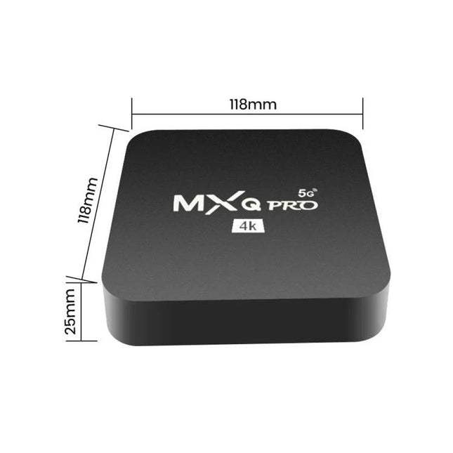 MXQ Pro Android Set-Top Box for 4K Home Streaming black compact 118x118x25mm 4K HDMI media player for home entertainment