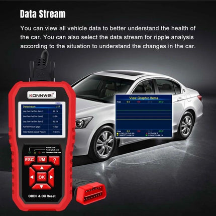 KONNWEI Scanner Helps With Daily Car Maintenance Checks - KW851 OBDII diagnostic tool displaying data stream and car health