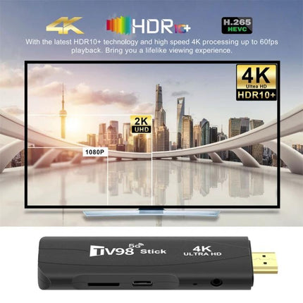 TV98 Android TV Stick with 4K HD and Bluetooth for Home Entertainment - compact HDMI 4K Ultra HD streaming stick with HDR10+ and Android 12