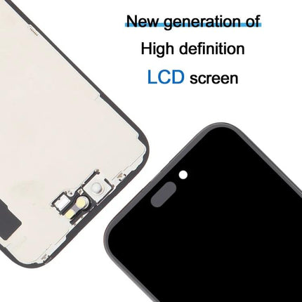 Replacement LCD Screen for iPhone 15 in Everyday Use showing front and back of high-definition replacement display