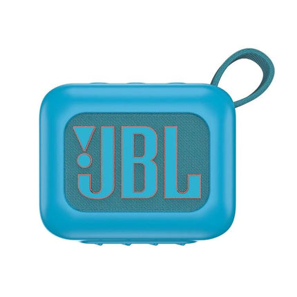 Slim Silicone Speaker Case For Portable Home Speakers in blue protecting small Bluetooth speaker with charging hole loop