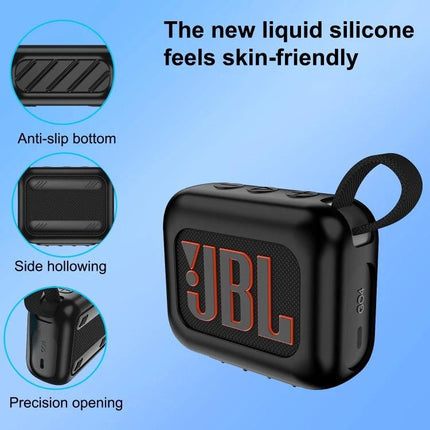 Slim Silicone Speaker Case For Portable Home Speakers protecting compact Bluetooth speaker with strap, anti-slip bottom, charging hole
