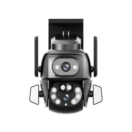 Outdoor Security Camera with Binocular Zoom for Monitoring, dual 2MP lenses, intelligent tracking, night lights and app remote control