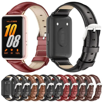 Mijobs Genuine Leather Watch Band for Samsung Fit3