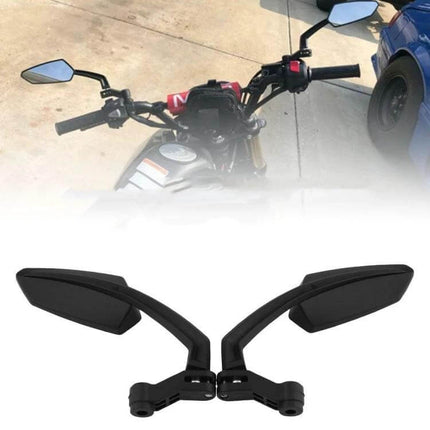 Universal Motorcycle Rear View Mirrors for Honda and Kawasaki Models - black adjustable bar-end mirrors for improved rear visibility